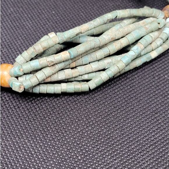 Traditional Moroccan Berber Beaded Necklace with Turquoise and‎ Coral Accents - Picture 5 of 10